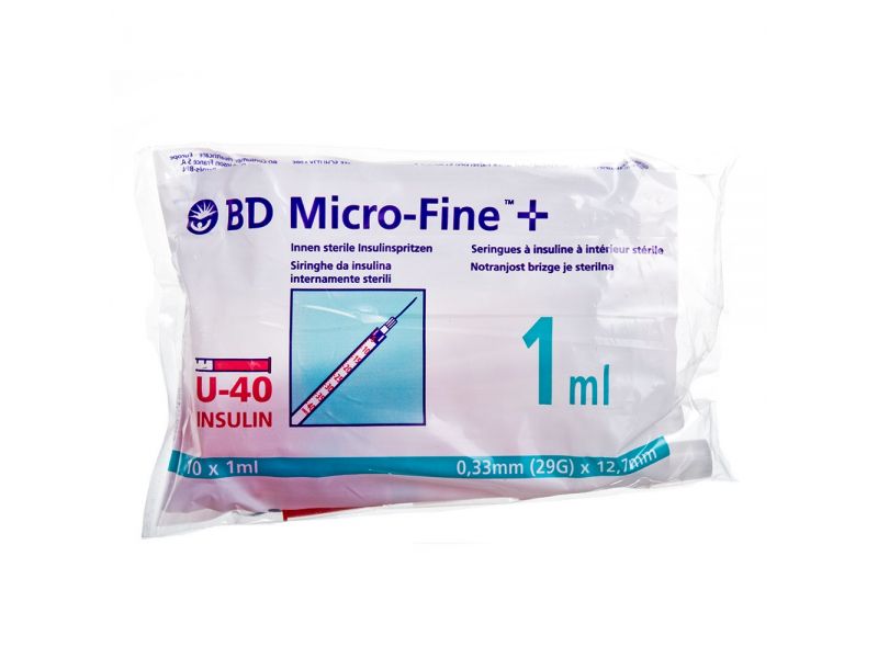 BD Microfine insulinespuit 1ml + naald 0,33x12,7mm U40