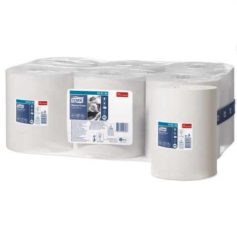 Tork poetsrol wiping paper centerfeed 1 laags 275mx25cm M2 wit 6 stuks