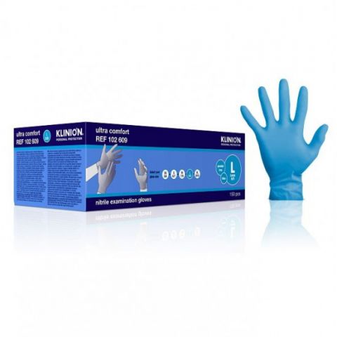 Klinion Ultra Comfort Nitrile handschoen poedervrij Blauw 150st. Large