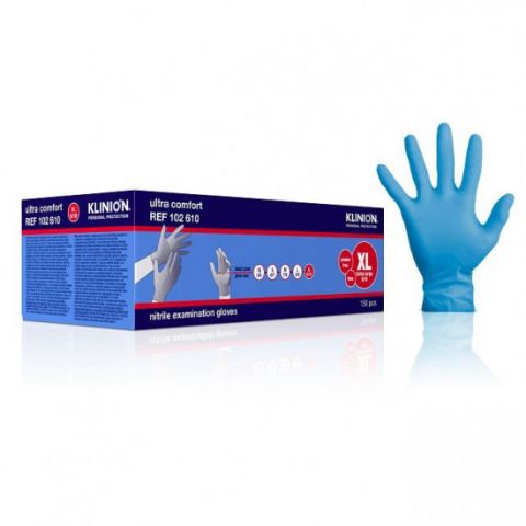 Klinion Ultra Comfort Nitrile handschoen poedervrij Blauw 150st. X-Large
