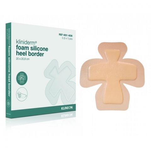 Kliniderm Foam Silicone schuimverband Hiel met Border