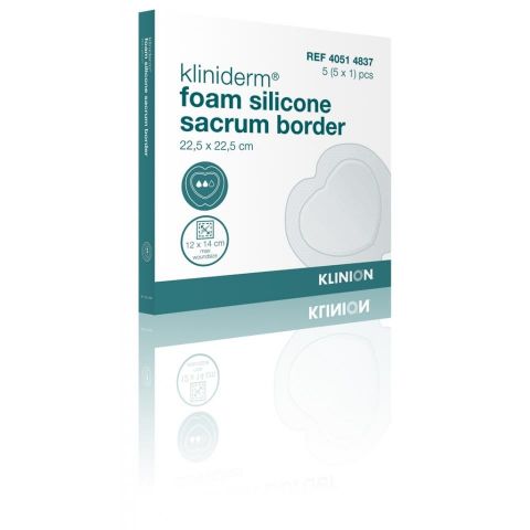 Kliniderm Foam Silicone schuimverband Sacrum met Border 22,5x22,5cm