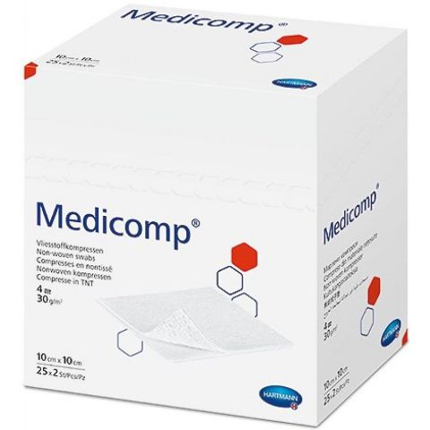 Medicomp gaaskompres nonwoven steriel 4-laags 10x10cm