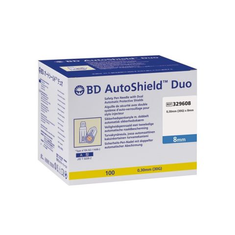 BD AutoShield Duo veiligheids pennaald 0,30x8mm (30G)