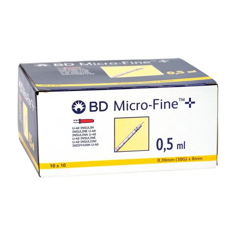 BD Micro-Fine veterinaire insulinespuiten, U40, 0.5ml, 30G, 0.30mm x 8mm