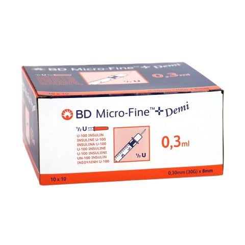 BD Microfine insulinespuit 0,3ml + naald 0,30x8mm U100
