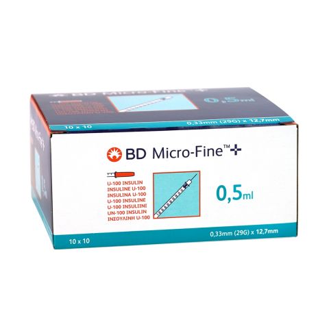 BD Microfine insulinespuit 0,5ml + naald 0,33x12,7mm U100 doosje