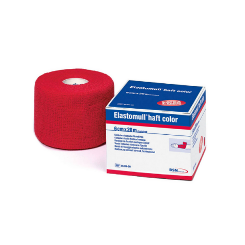 Elastomull Haft Color Rood 6cm x 20m 1 rol