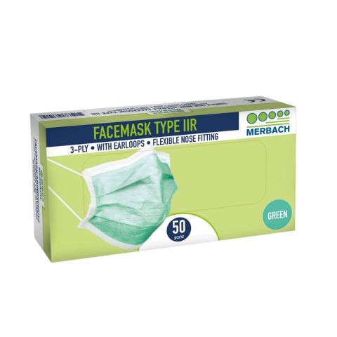 Medische mondmaskers 3-laags (Type IIR) Groen 50 stuks