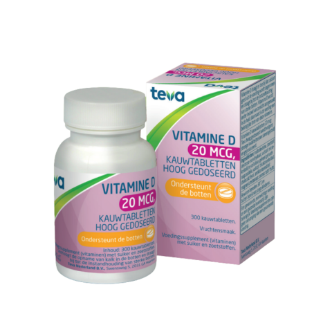 Teva Vitamine D kauwtabletten 20 mcg 300 stuks