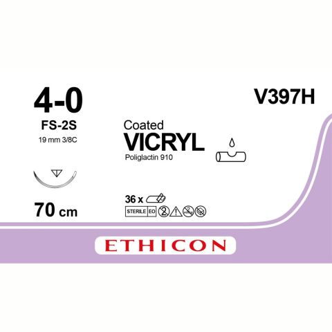 Vicryl 4-0, naald FS-2S, 70cm, 36 st. V397H